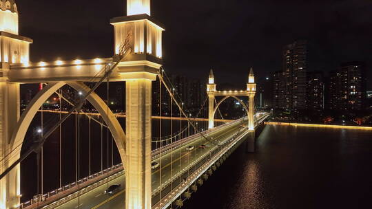 大湾区珠海白石桥欧洲风夜景航拍