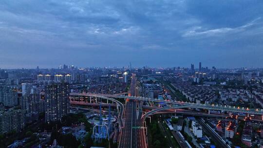 上海疫情航拍沪闵公路夜景