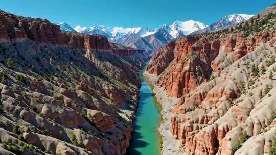 峡谷雪山自然风光全景