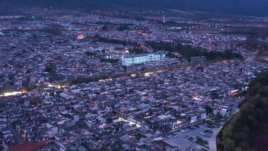 大理旅游大理古城夜景航拍