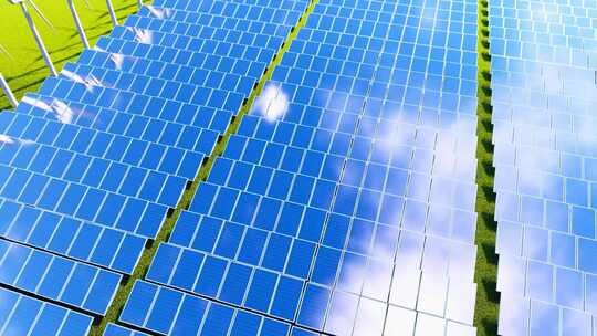 碳中和-绿色新能源-风能太阳能发电延时摄影