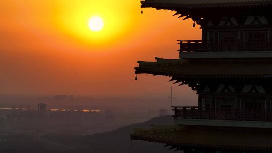 航拍南京地标建筑牛首山风景区