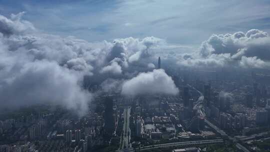 深圳南山区超总蓝天白云城市航拍