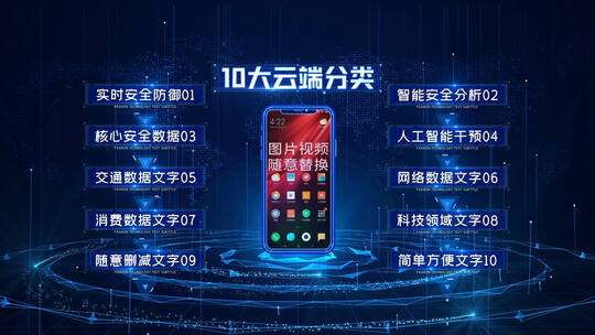 蓝色数据手机产品展示介绍分支功能AE模板