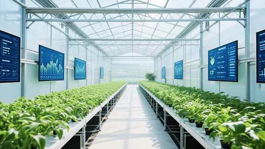 现代农业温室大棚内蔬菜种植