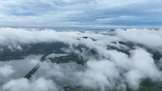 西湖云海山川森林云大山风景云海云雾山水