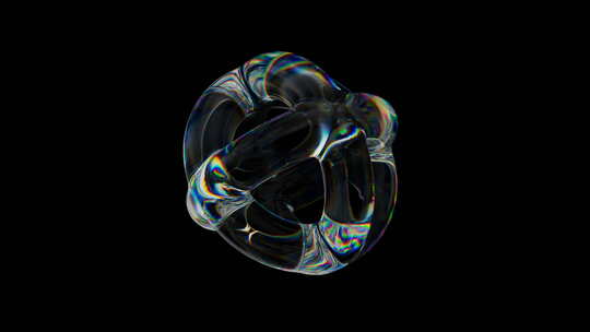 具有色散效果的3d透明旋转光面有线球体彩