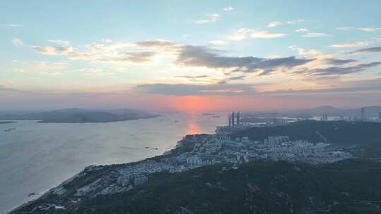 厦门海岸线日落风光航拍环岛路大海黄昏风景