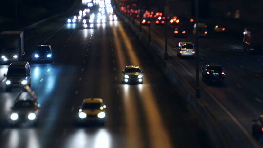 城市交通夜景汽车航拍素材
