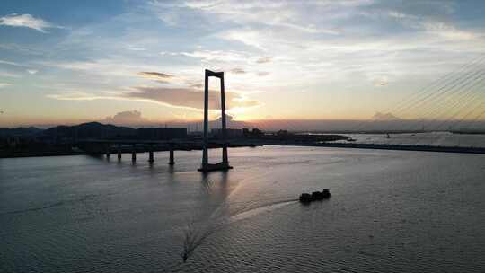 深中通道日落晚霞夜景