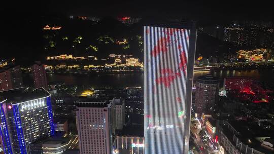 甘肃兰州城市夜景灯光交通航拍