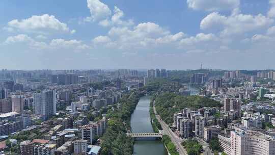 航拍四川自贡建设自贡城市风光