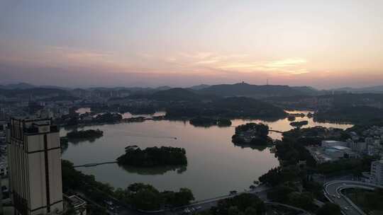 广东惠州西湖5A景区日落晚霞夕阳航拍