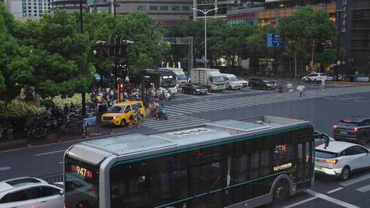 城市傍晚车水马龙延时