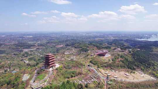 成都龙泉山城市森林公园丹景台丹景阁航拍