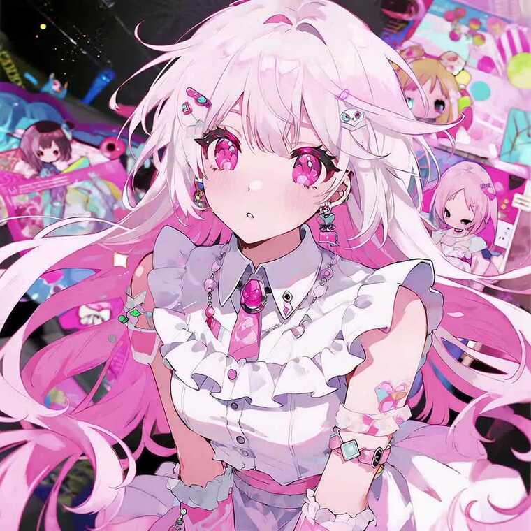 动漫风格粉色系少女形象