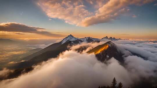 高山云海日出壮丽景观