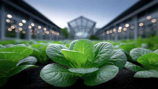 现代农业温室中蔬菜茁壮成长