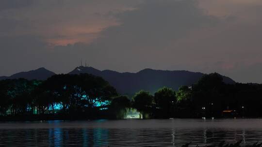 杭州西湖风景区夜景