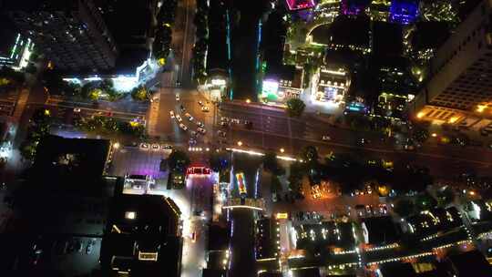 航拍江苏无锡城市夜景