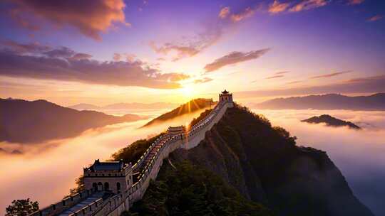 中国长城四季壮丽山河日出云海纪录片