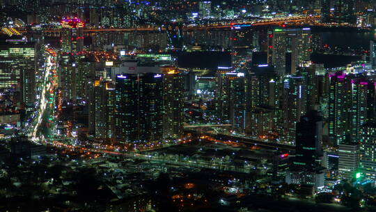 夜晚城市景观的延时