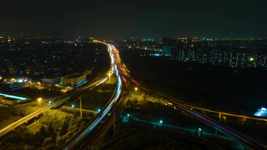 上海莘庄立交桥4K夜景延时航拍