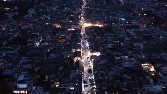 大理旅游大理古城夜景航拍