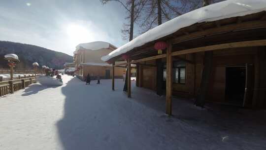 雪后木屋建筑景观