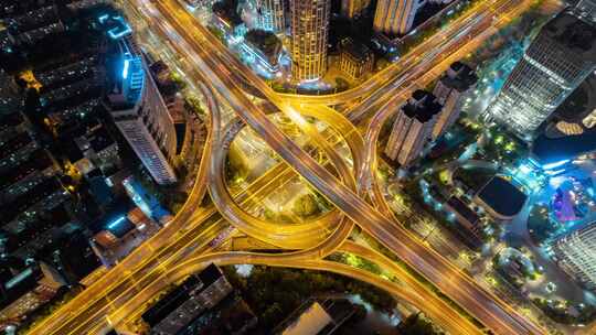 上海_鲁班路立交桥_城市建筑群_夜景航拍