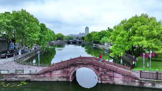 宁波月湖公园景区空境城市中的湖泊公园景观