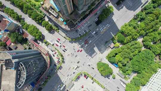 湖南省衡阳市解放大道大洋百货十字路口航拍