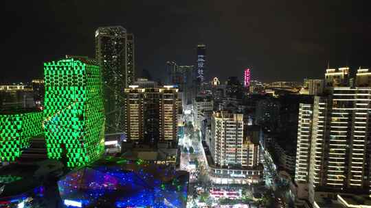 广西柳州城市夜景灯光航拍