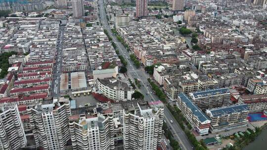 航拍城市风景 车流