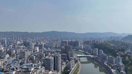 航拍四川达州建设达州大景