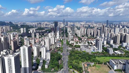 广西柳州文昌路城市大景交通航拍