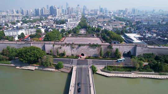 南京市古城墙中华门航拍风光