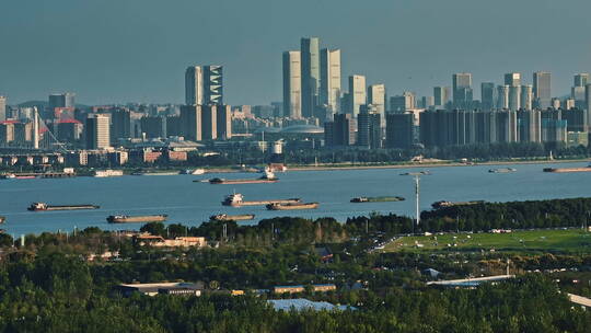 航拍南京江北新区城建以及绿化