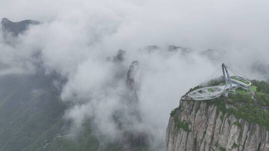 航拍浙江台州神仙居景区云海群山