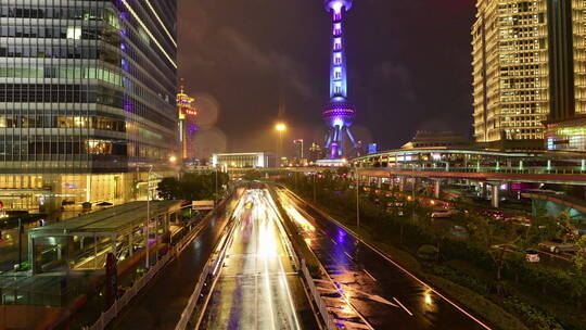 上海城市立交桥交通枢纽车流立体交通