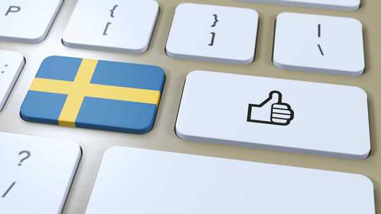 瑞典国旗和是或竖起大拇指按钮3D动画
