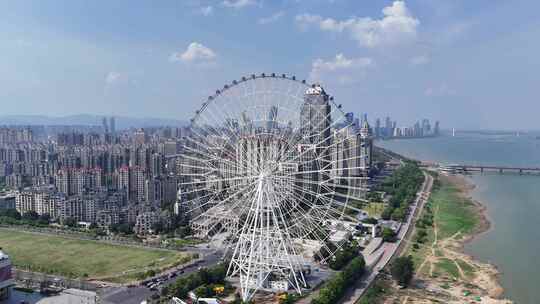 江西南昌城市地标南昌之星摩天轮航拍