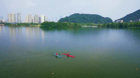 湖南长沙河西西湖公园自然风光航拍