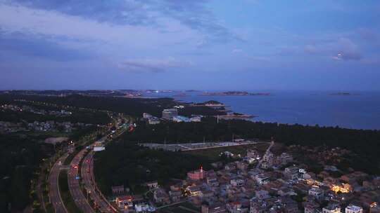 航拍月光下的福建平潭岛坛南湾平潭岛夜景