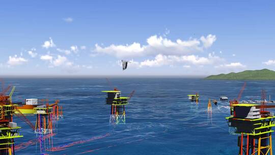 能源 海底石油 海上油田 三维动画 海上钻井