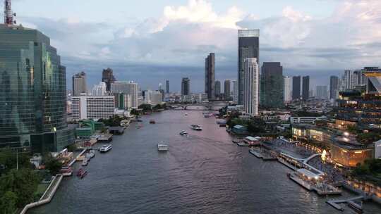 泰国曼谷湄南河城市icon siam夜景
