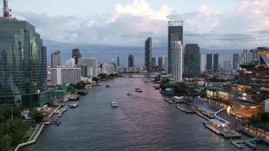 泰国曼谷湄南河城市icon siam夜景视频素材模板下载