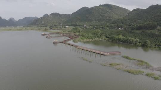 航拍广西兴宾三利湖国家湿地公园