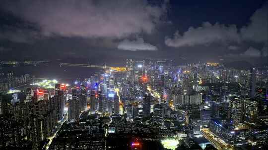 粤港澳大湾区城市繁华夜景深圳CBD城市核心