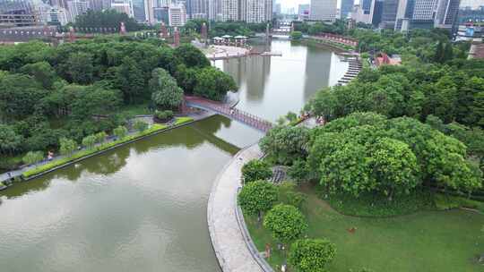 佛山千灯湖公园风光航拍